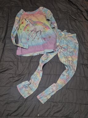 The Children's Place Unicorn Rainbow Pajama Set - Pastel Purple & Blue